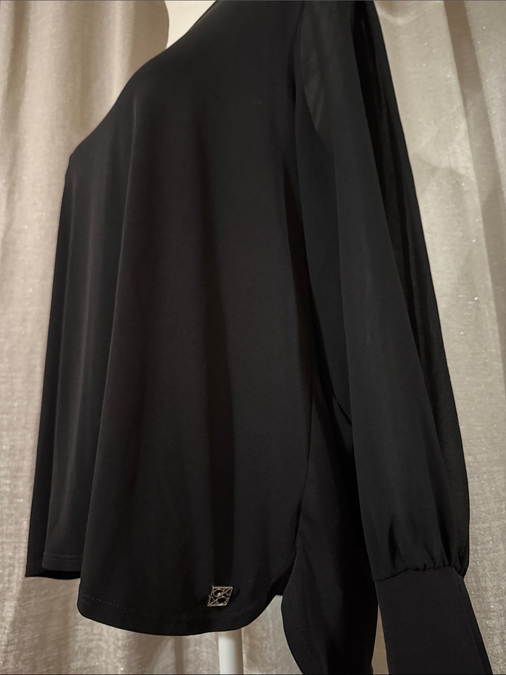 Black Long Sheer Sleeve Top